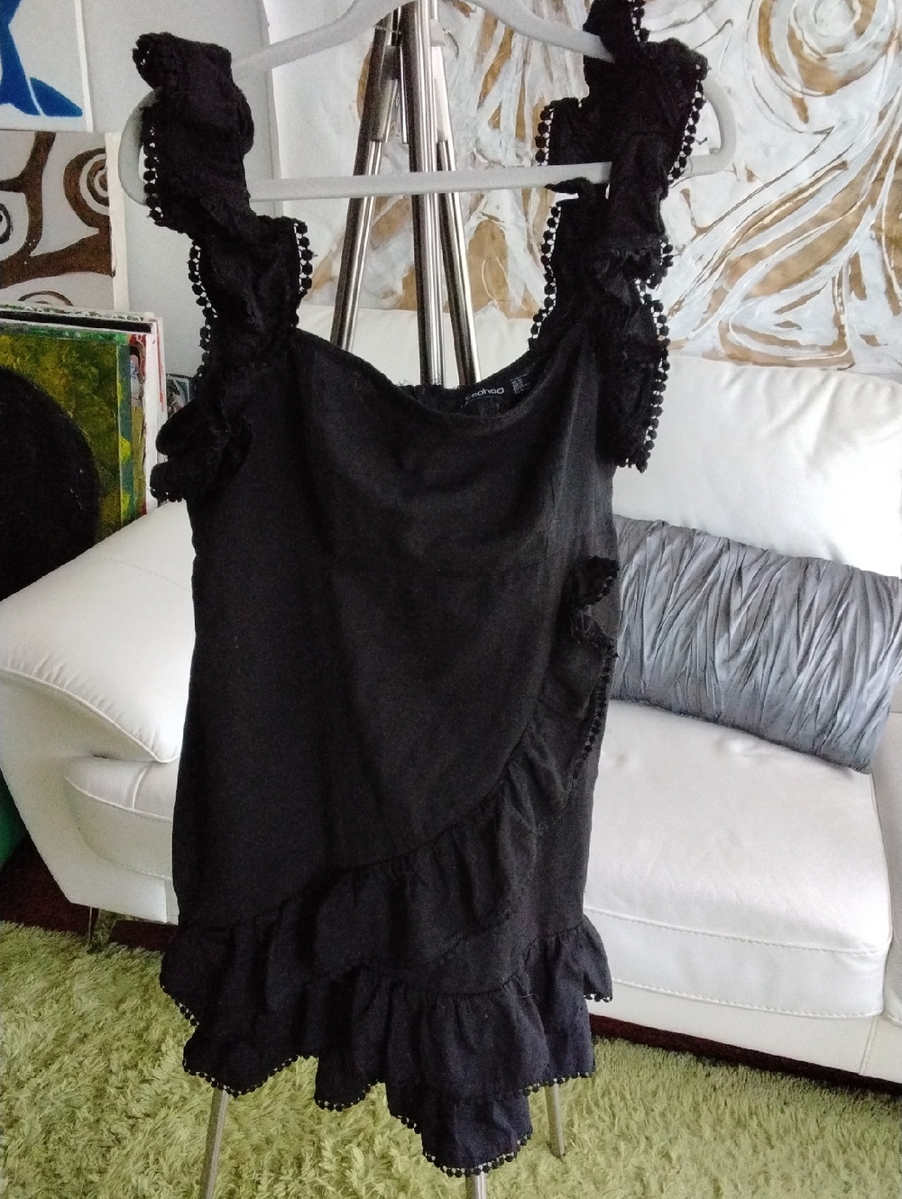 Boohoo Black Lace Trim Sleeveless Top